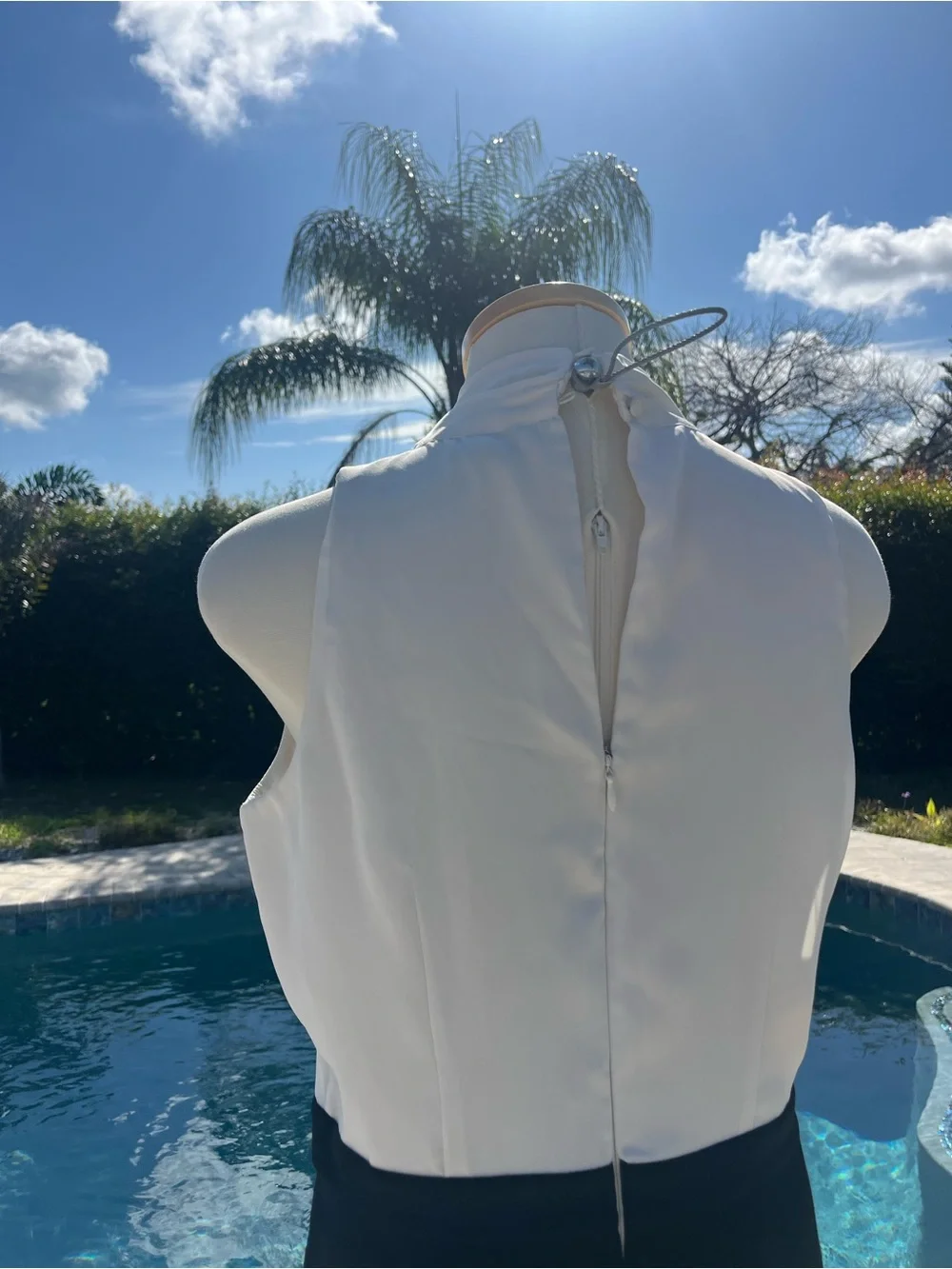 Ann Taylor Black and White Sleeveless Tie-Neck Jumpsuit - Picture 5 of 9